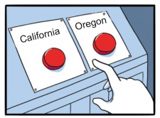 California vs. Oregon Buttons